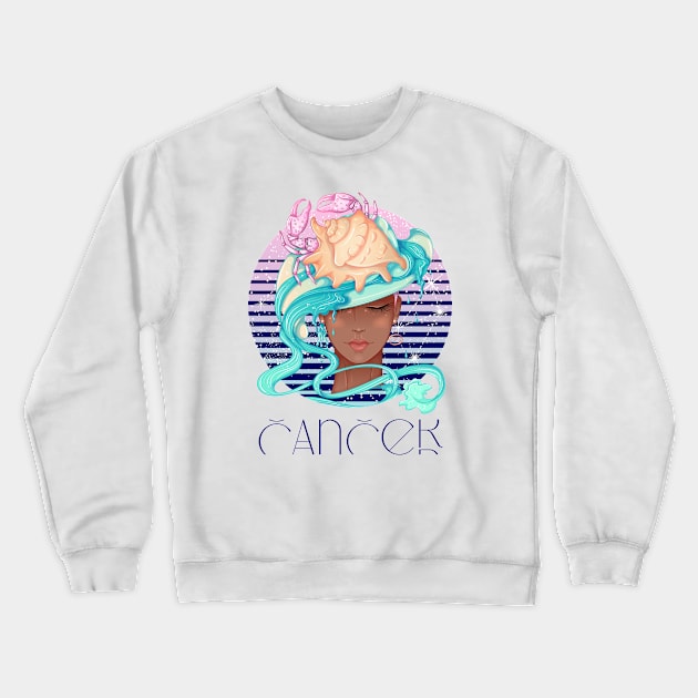 Cancer Zodiac Sign | Circle  Beautiful Girl Crewneck Sweatshirt by Violete Designs